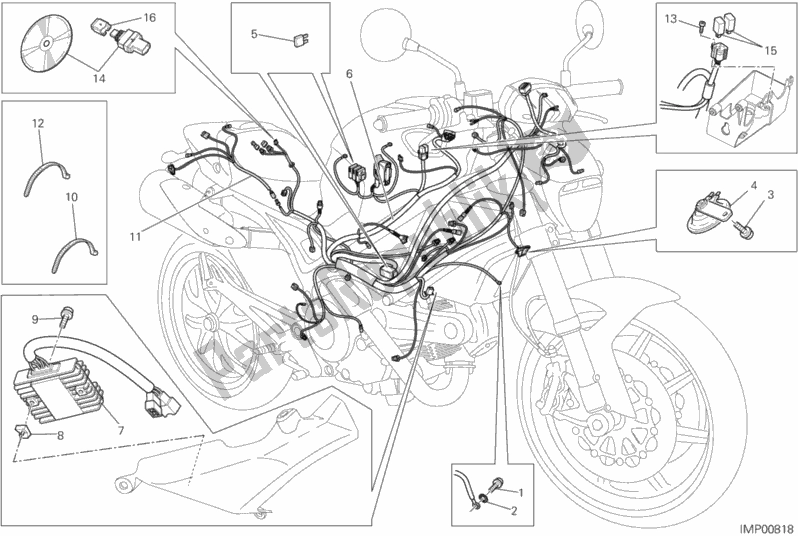 Alle onderdelen voor de Kabelboom van de Ducati Monster 796 ABS USA Anniversary 2013